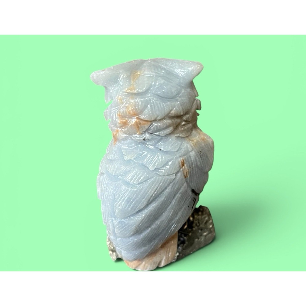 Peruvian Peru Stone Rock Owl Bird Figurine Hand Carved Mineral Art Fools Gold - Picture 5 of 9